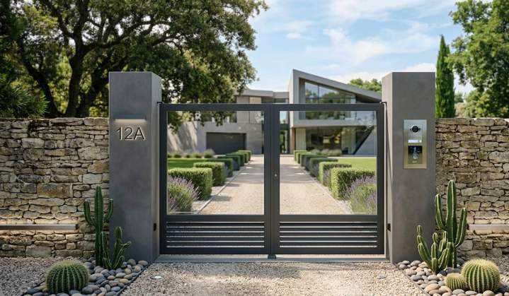Portail en aluminium contemporain Crèvecoeur-le-Grand